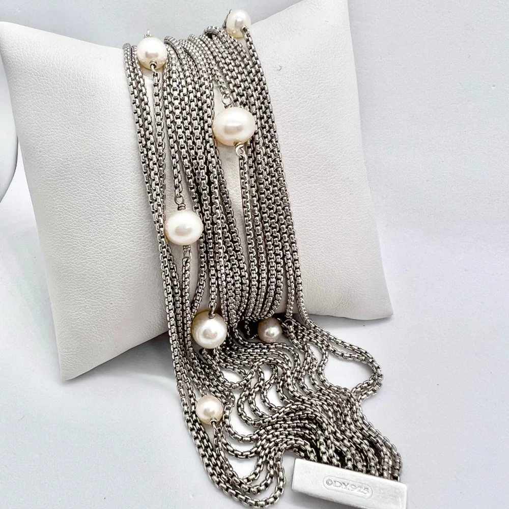 David Yurman Sixteen-Row Chain Bracelet with Pearls - Picture 8 of 13